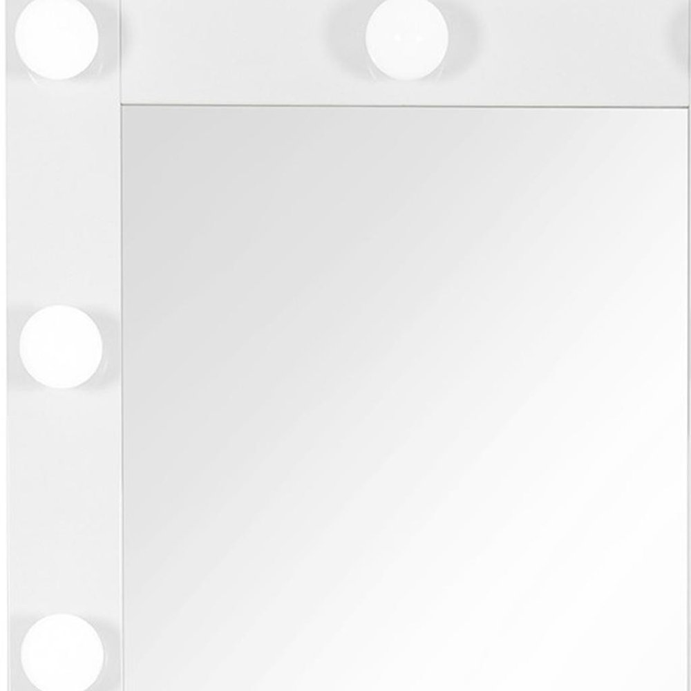 74" White Wood Lighted Freestanding Framed Full Length Mirror HomeRoots