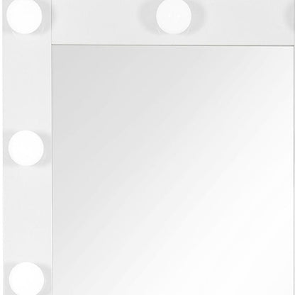 74" White Wood Lighted Freestanding Framed Full Length Mirror HomeRoots