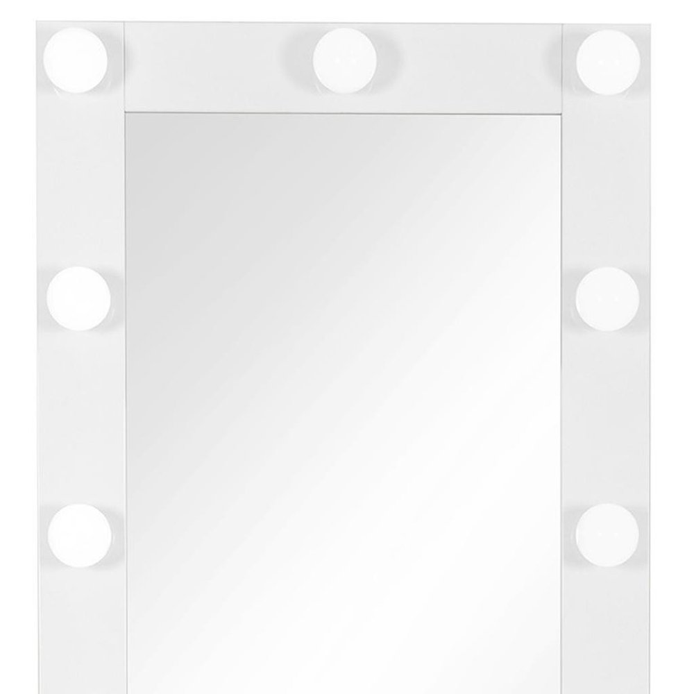 74" White Wood Lighted Freestanding Framed Full Length Mirror HomeRoots