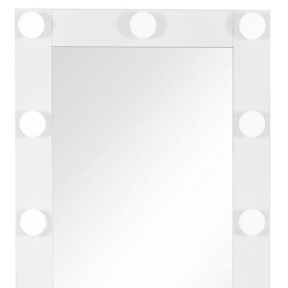 74" White Wood Lighted Freestanding Framed Full Length Mirror HomeRoots