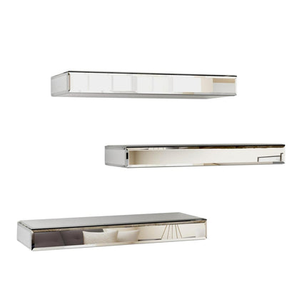 Set Of Three Silver Glass Wall Mounted Floating Shelf HomeRoots