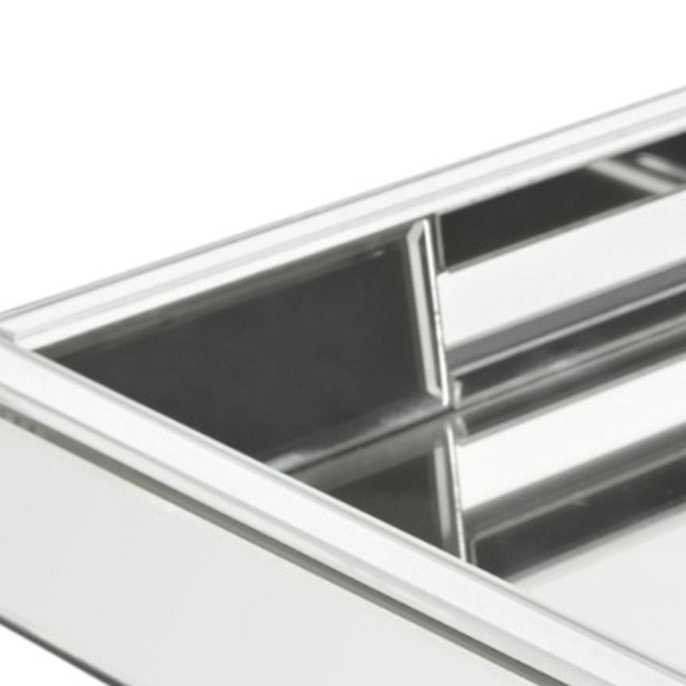 16" Silver Mirrored Glass Serving Tray With Handles HomeRoots