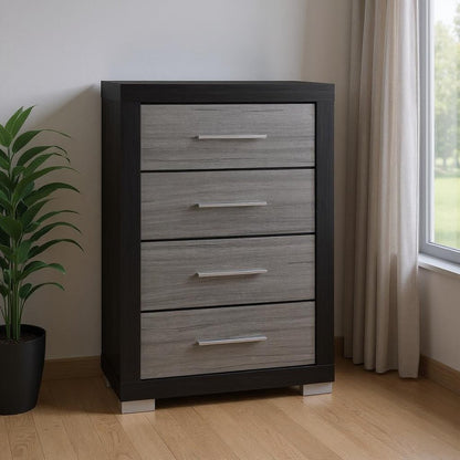 31" Black And Gray Wood Four Drawer Dresser HomeRoots