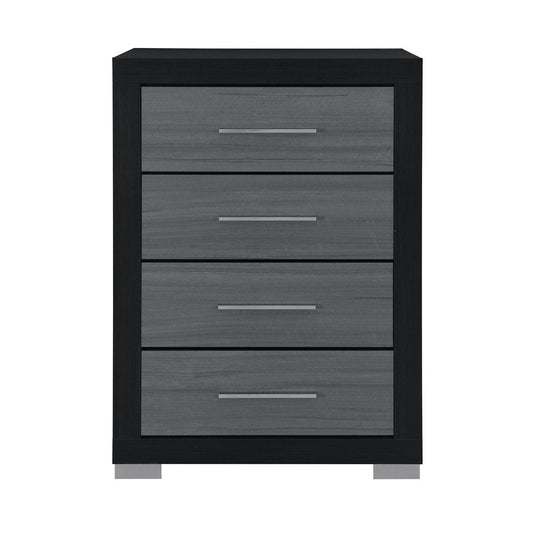 31" Black And Gray Wood Four Drawer Dresser HomeRoots
