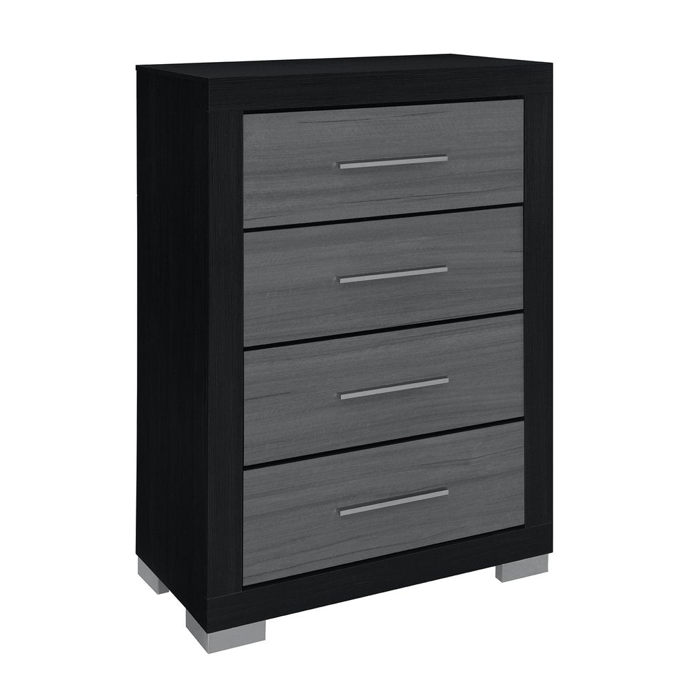 31" Black And Gray Wood Four Drawer Dresser HomeRoots