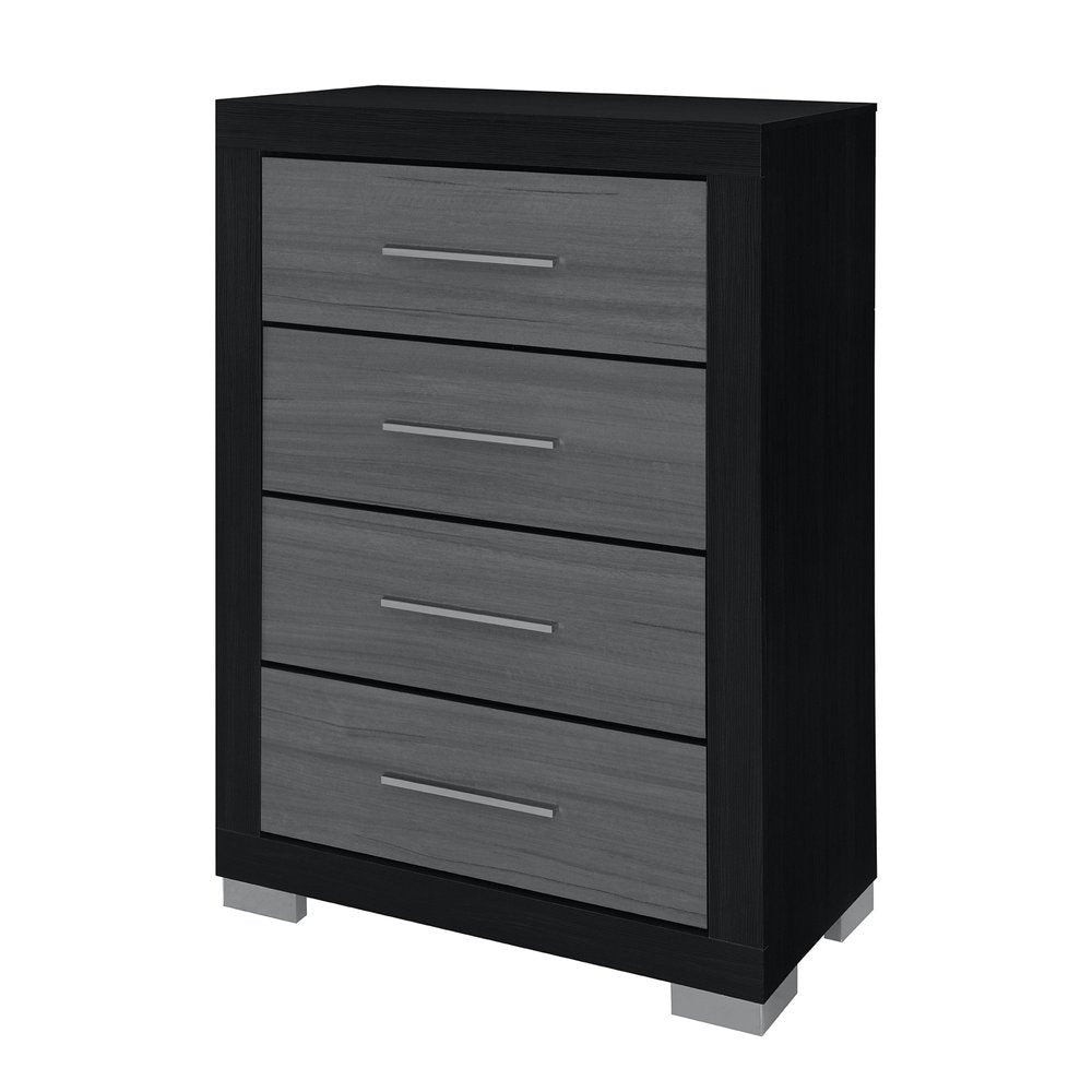 31" Black And Gray Wood Four Drawer Dresser HomeRoots
