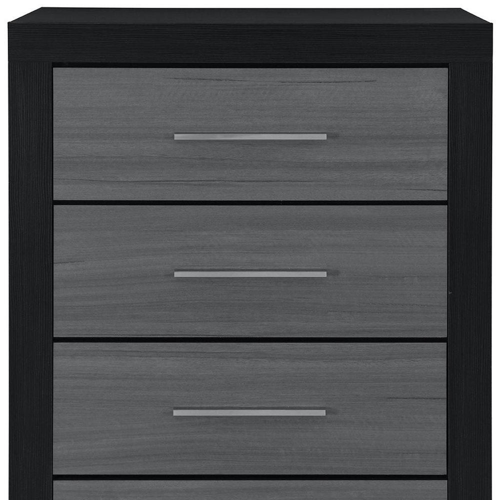 31" Black And Gray Wood Four Drawer Dresser HomeRoots