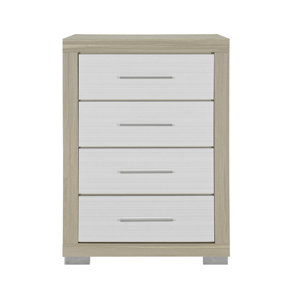 31" Natural And White Wood Four Drawer Dresser HomeRoots