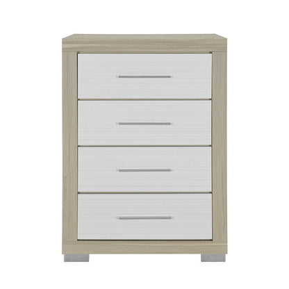31" Natural And White Wood Four Drawer Dresser HomeRoots