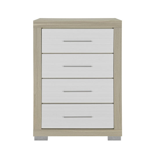 31" Natural And White Wood Four Drawer Dresser HomeRoots