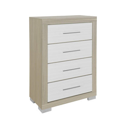 31" Natural And White Wood Four Drawer Dresser HomeRoots