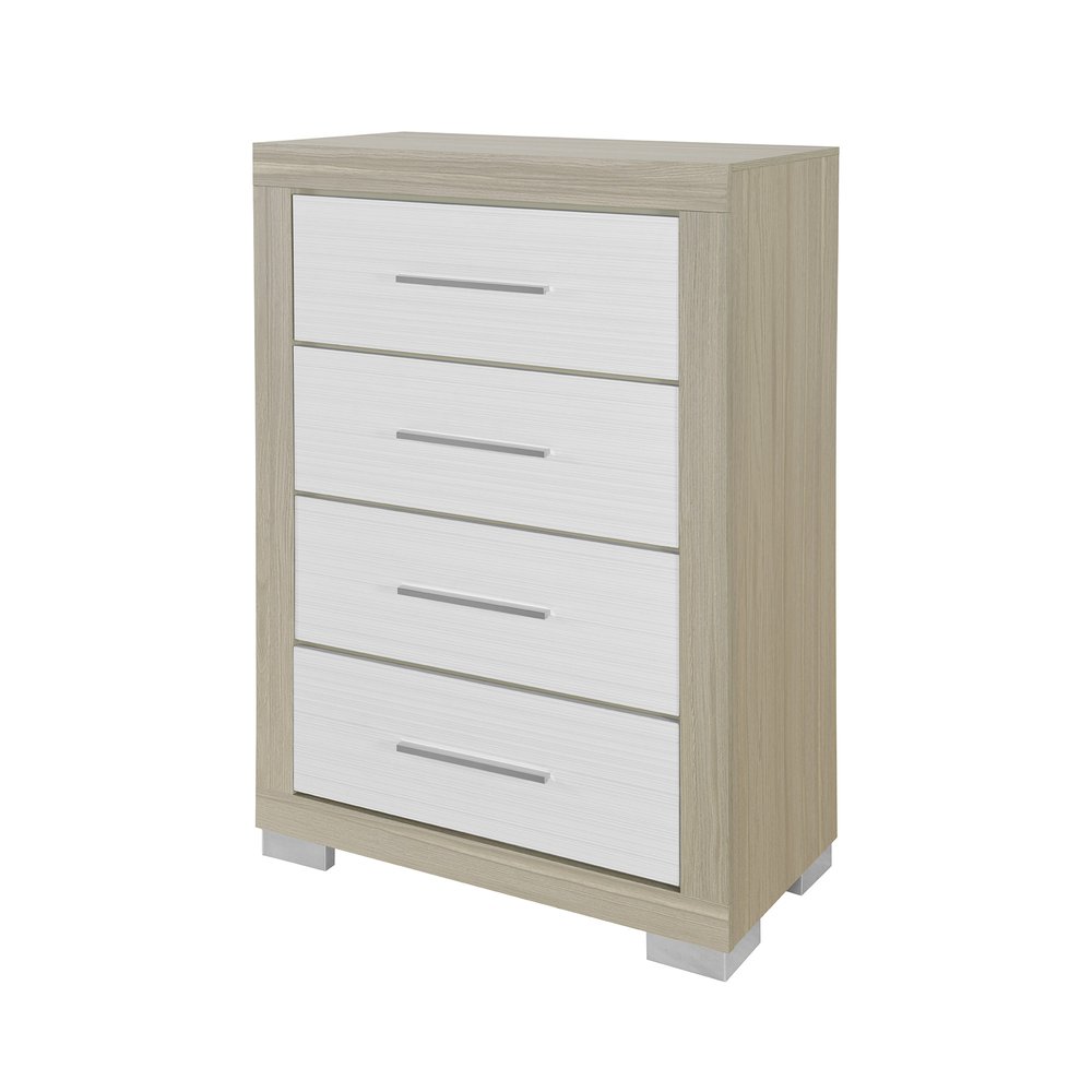 31" Natural And White Wood Four Drawer Dresser HomeRoots