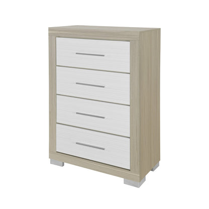 31" Natural And White Wood Four Drawer Dresser HomeRoots