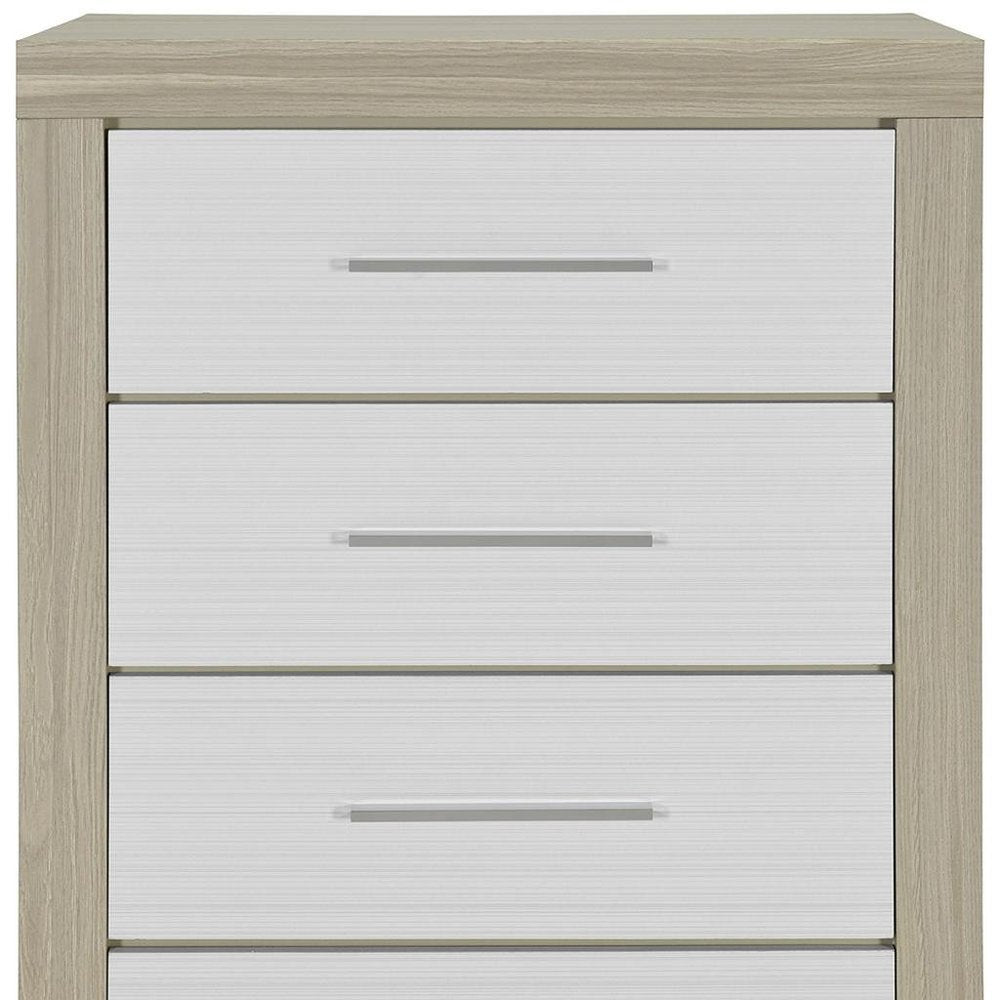 31" Natural And White Wood Four Drawer Dresser HomeRoots