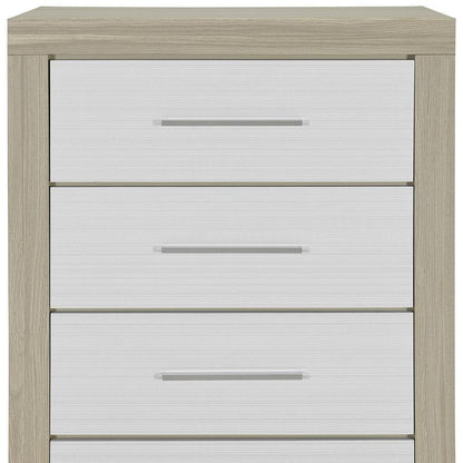 31" Natural And White Wood Four Drawer Dresser HomeRoots