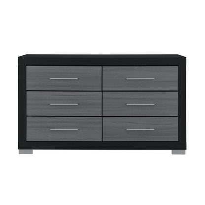 63" Black And Gray Wood Six Drawer Double Dresser HomeRoots