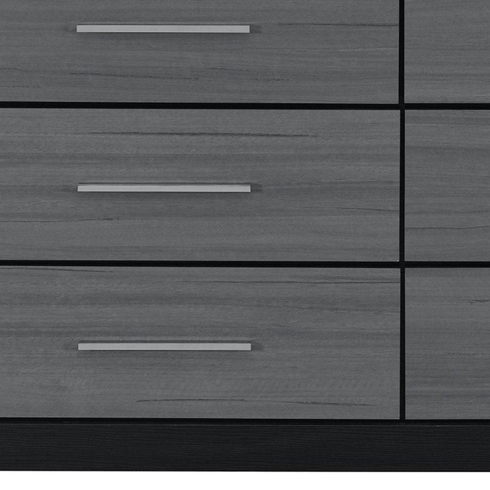 63" Black And Gray Wood Six Drawer Double Dresser HomeRoots