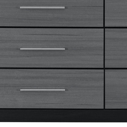 63" Black And Gray Wood Six Drawer Double Dresser HomeRoots
