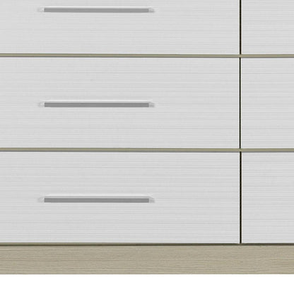 63" Natural And White Wood Six Drawer Double Dresser HomeRoots