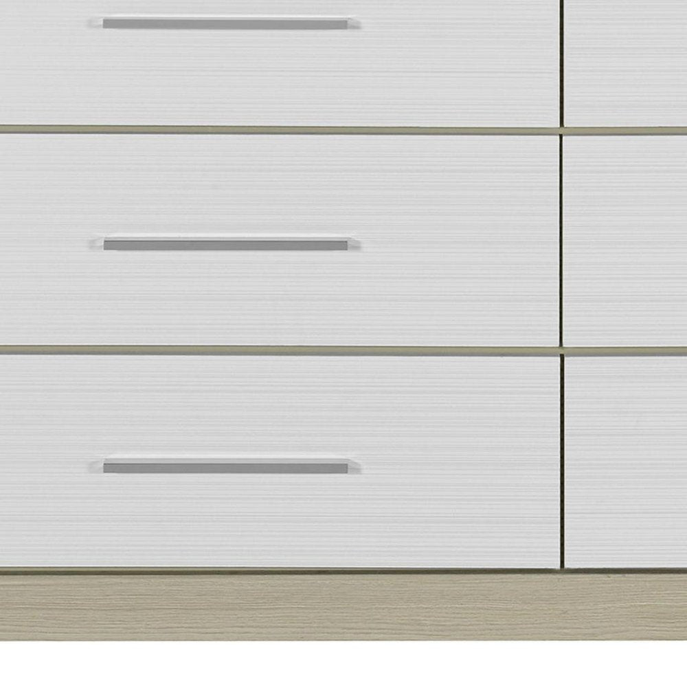 63" Natural And White Wood Six Drawer Double Dresser HomeRoots
