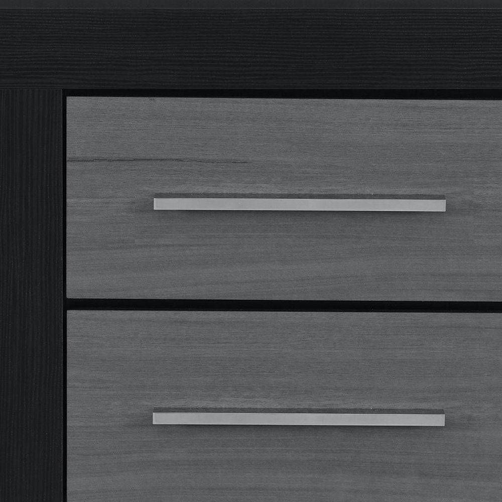 23" Black And Gray Wood Square Two Drawer Nightstand HomeRoots