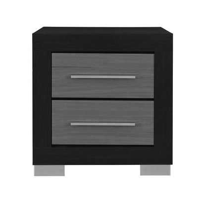 23" Black And Gray Wood Square Two Drawer Nightstand HomeRoots