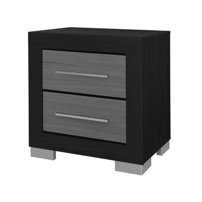 23" Black And Gray Wood Square Two Drawer Nightstand HomeRoots