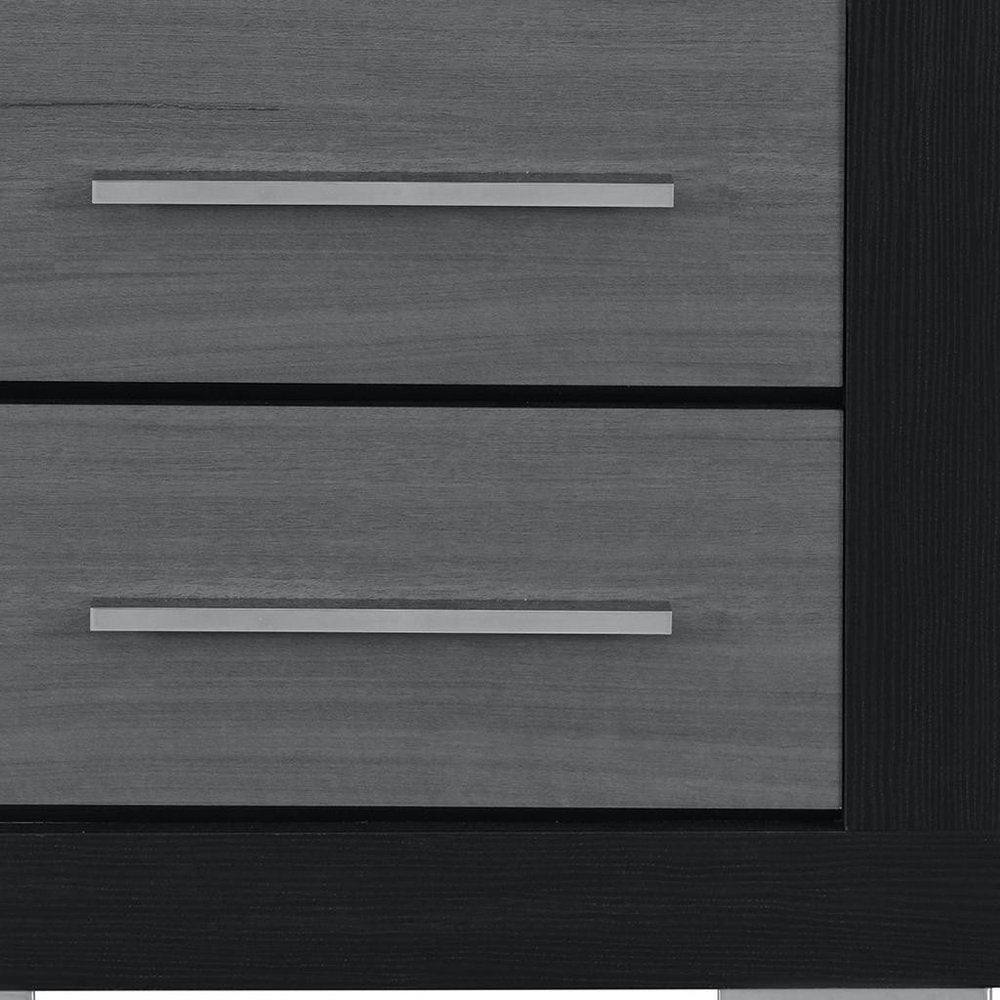 23" Black And Gray Wood Square Two Drawer Nightstand HomeRoots
