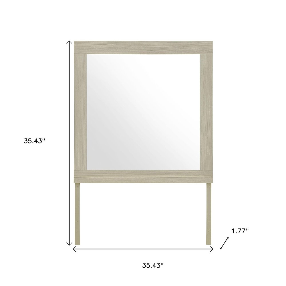 35" Natural Wood Square Frame Mounted Dresser Mirror HomeRoots