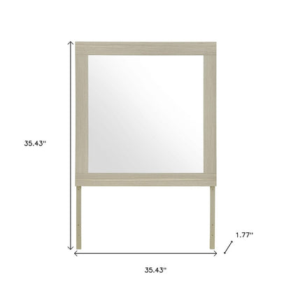35" Natural Wood Square Frame Mounted Dresser Mirror HomeRoots