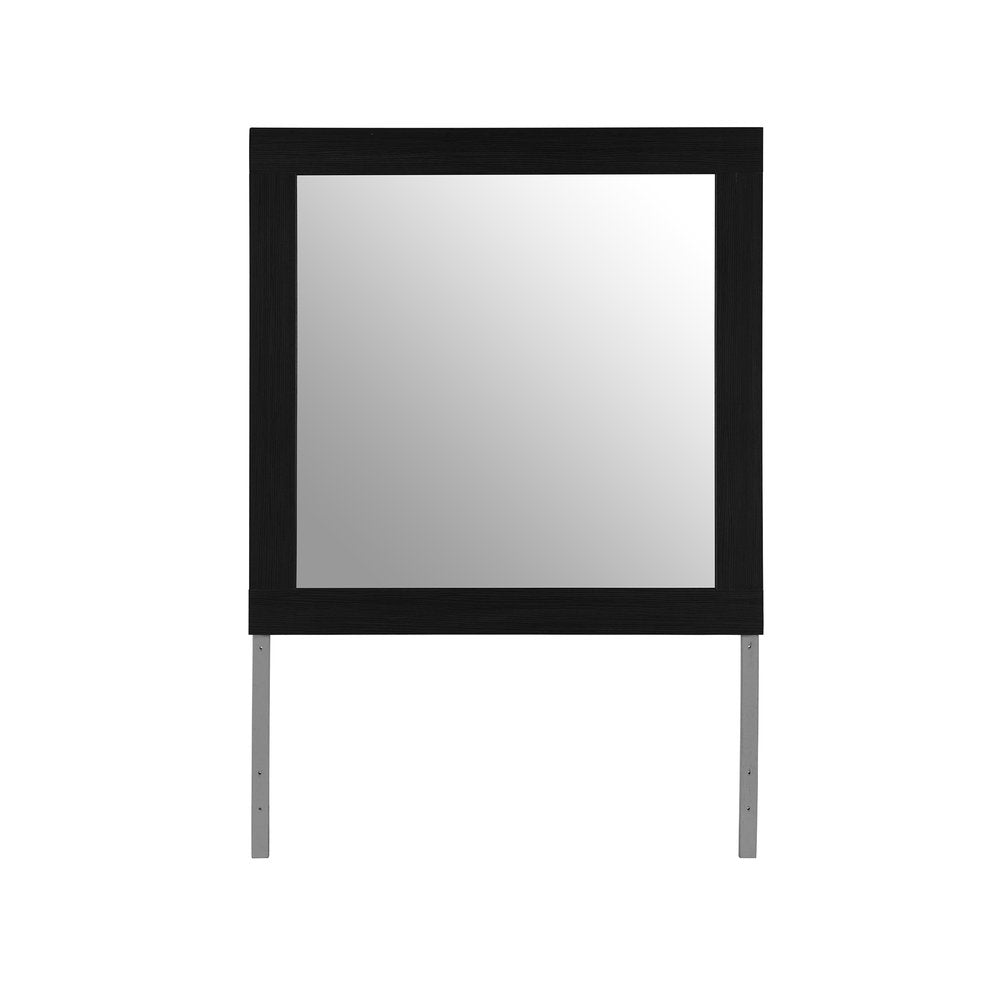 35" Black Wood Square Mounted Framed Dresser Mirror HomeRoots