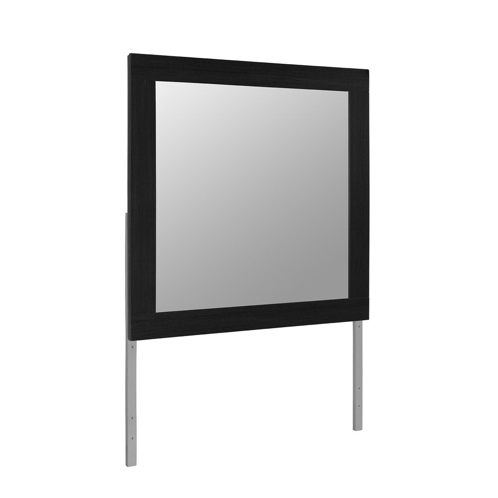 35" Black Wood Square Mounted Framed Dresser Mirror HomeRoots