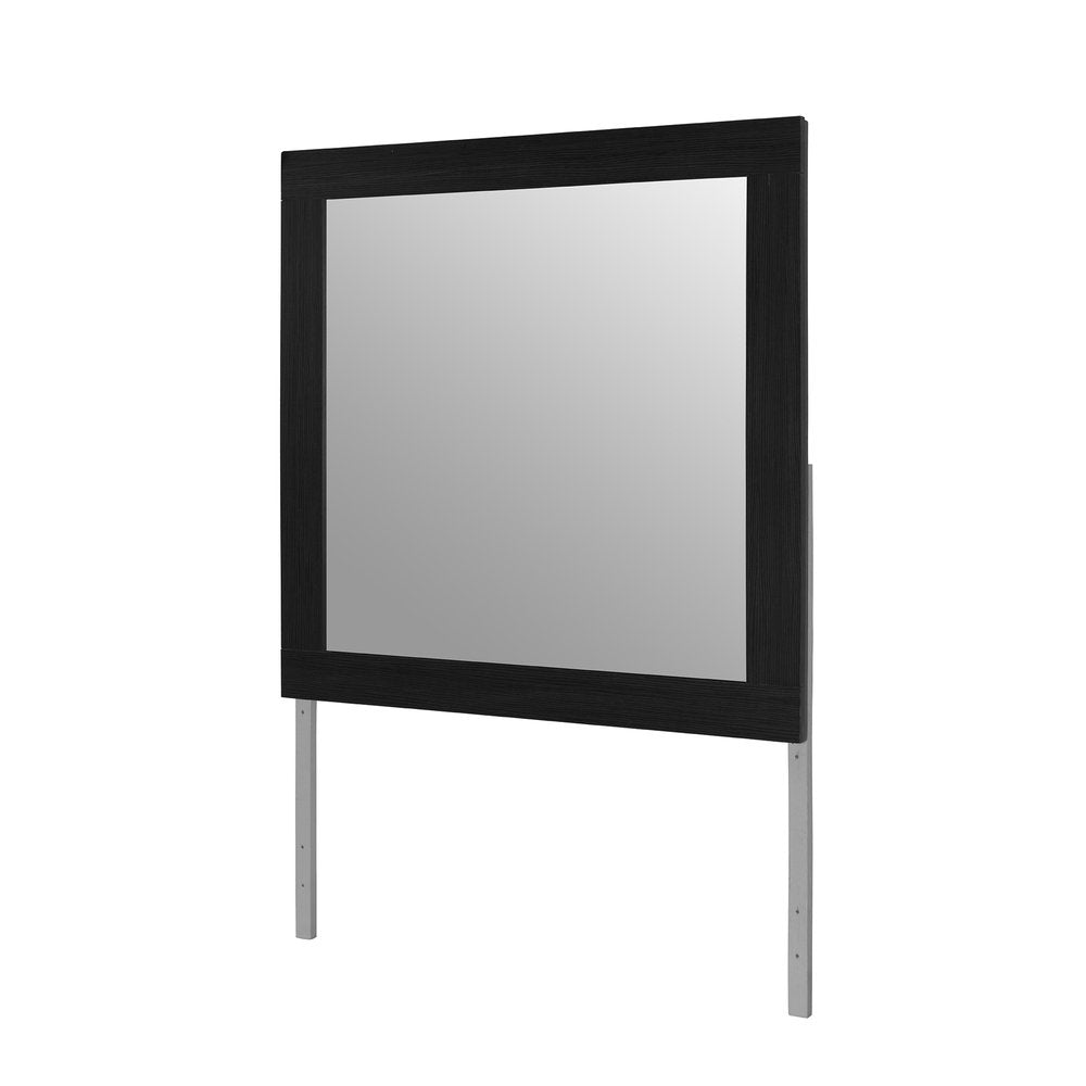 35" Black Wood Square Mounted Framed Dresser Mirror HomeRoots