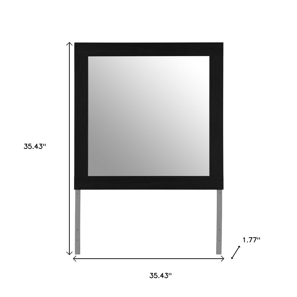 35" Black Wood Square Mounted Framed Dresser Mirror HomeRoots