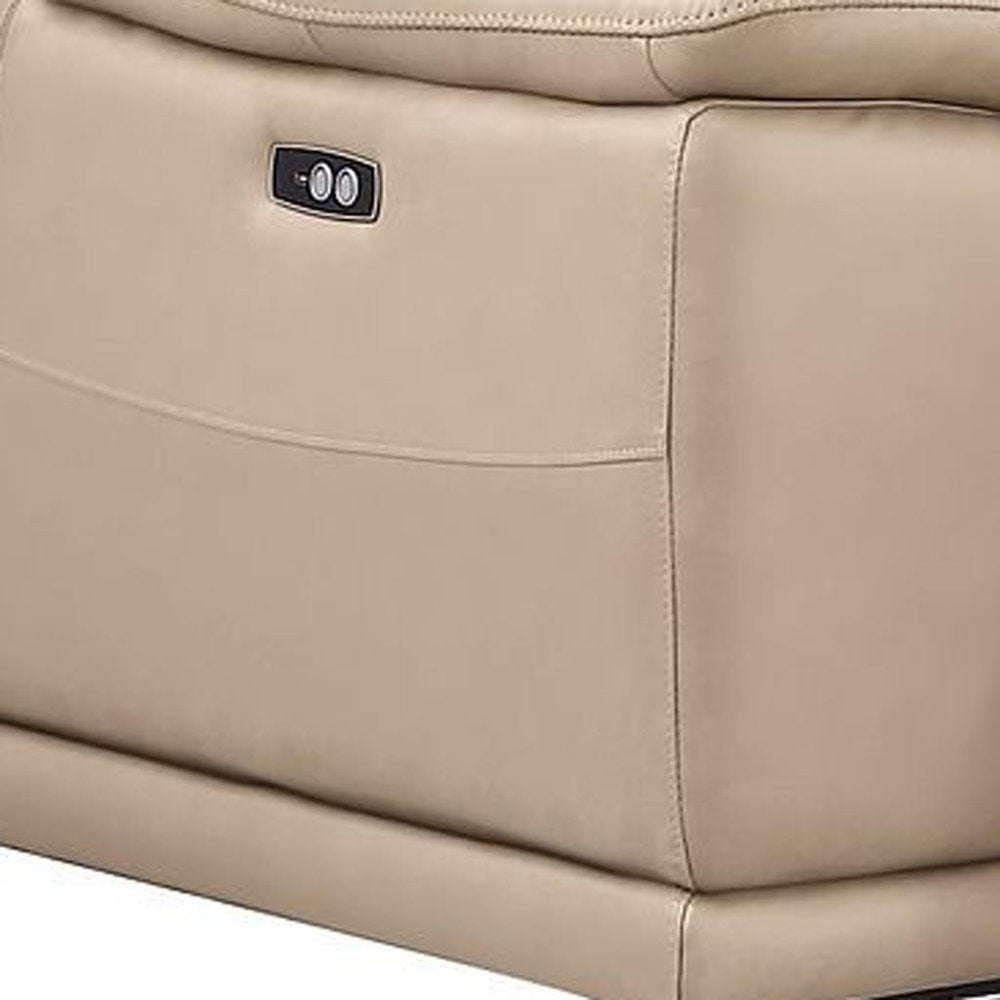 Two Piece Beige Genuine Leather Four Person Seating Set — view 6