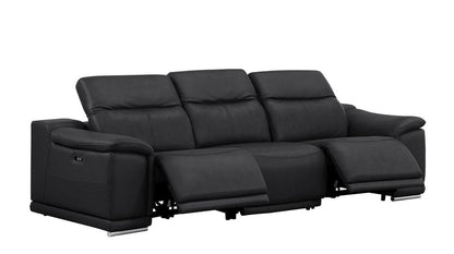 Two Piece Black Genuine Leather Four Person Seating Set