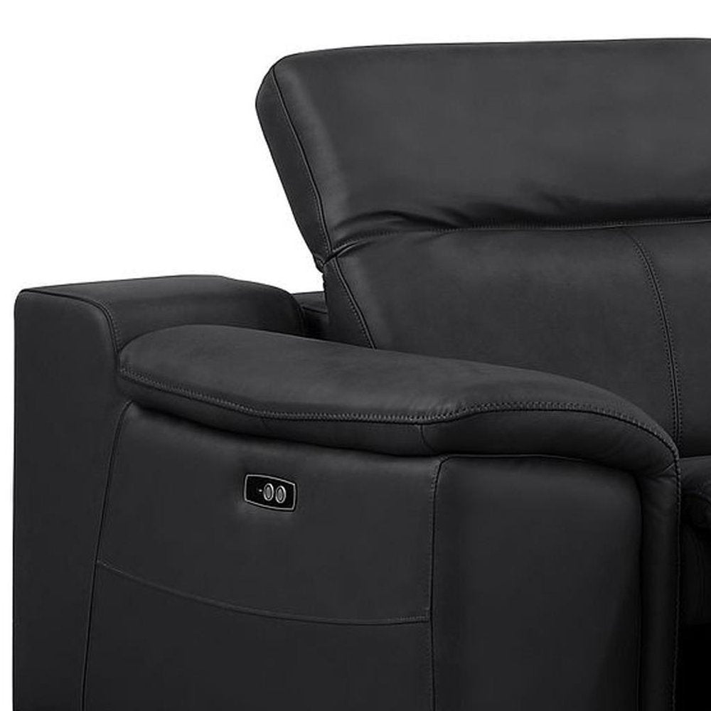 Two Piece Black Genuine Leather Four Person Seating Set — view 5