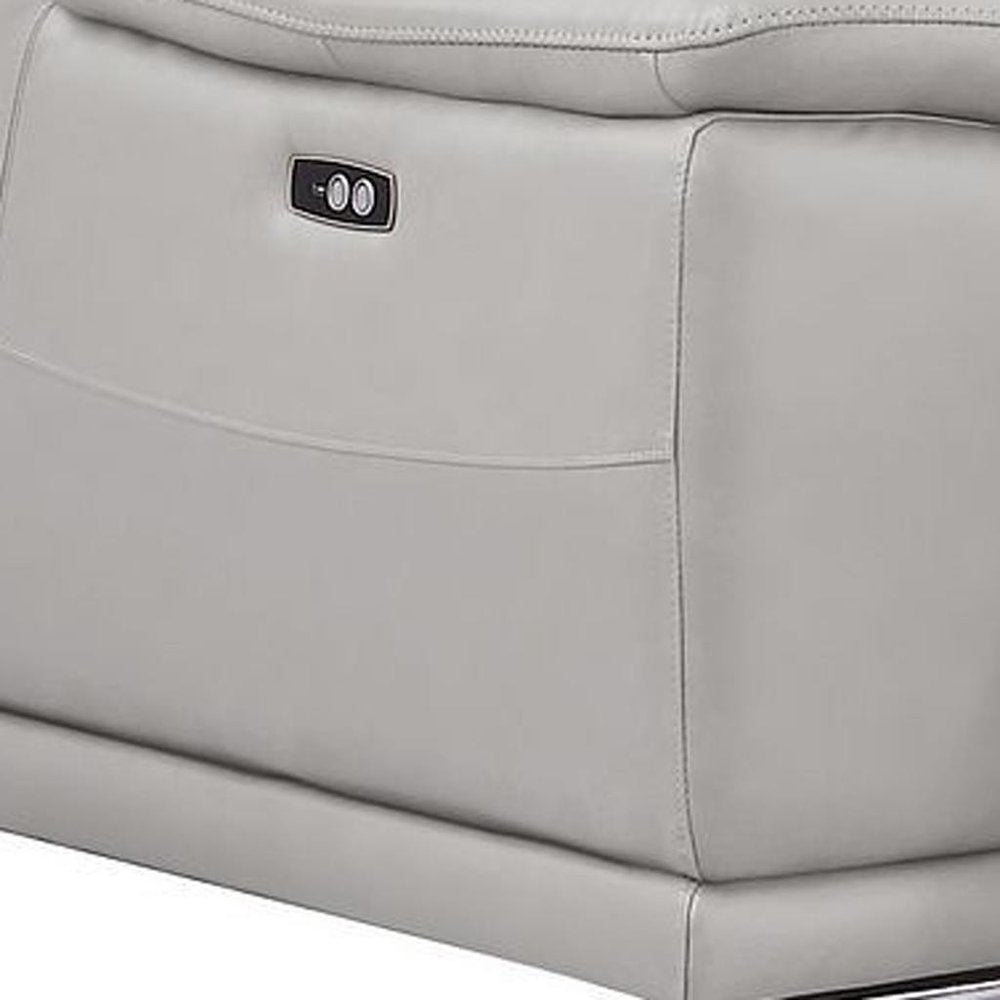 Two Piece Ash Gray Genuine Leather Four Person Seating Set — view 8