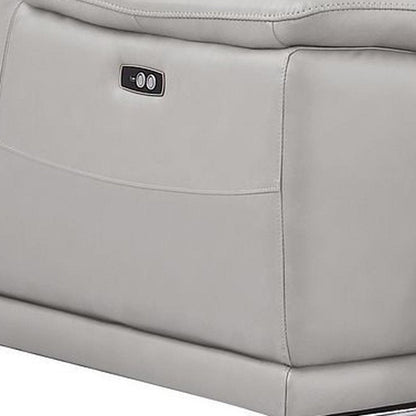 Two Piece Ash Gray Genuine Leather Four Person Seating Set