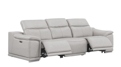 Two Piece Ash Gray Genuine Leather Four Person Seating Set