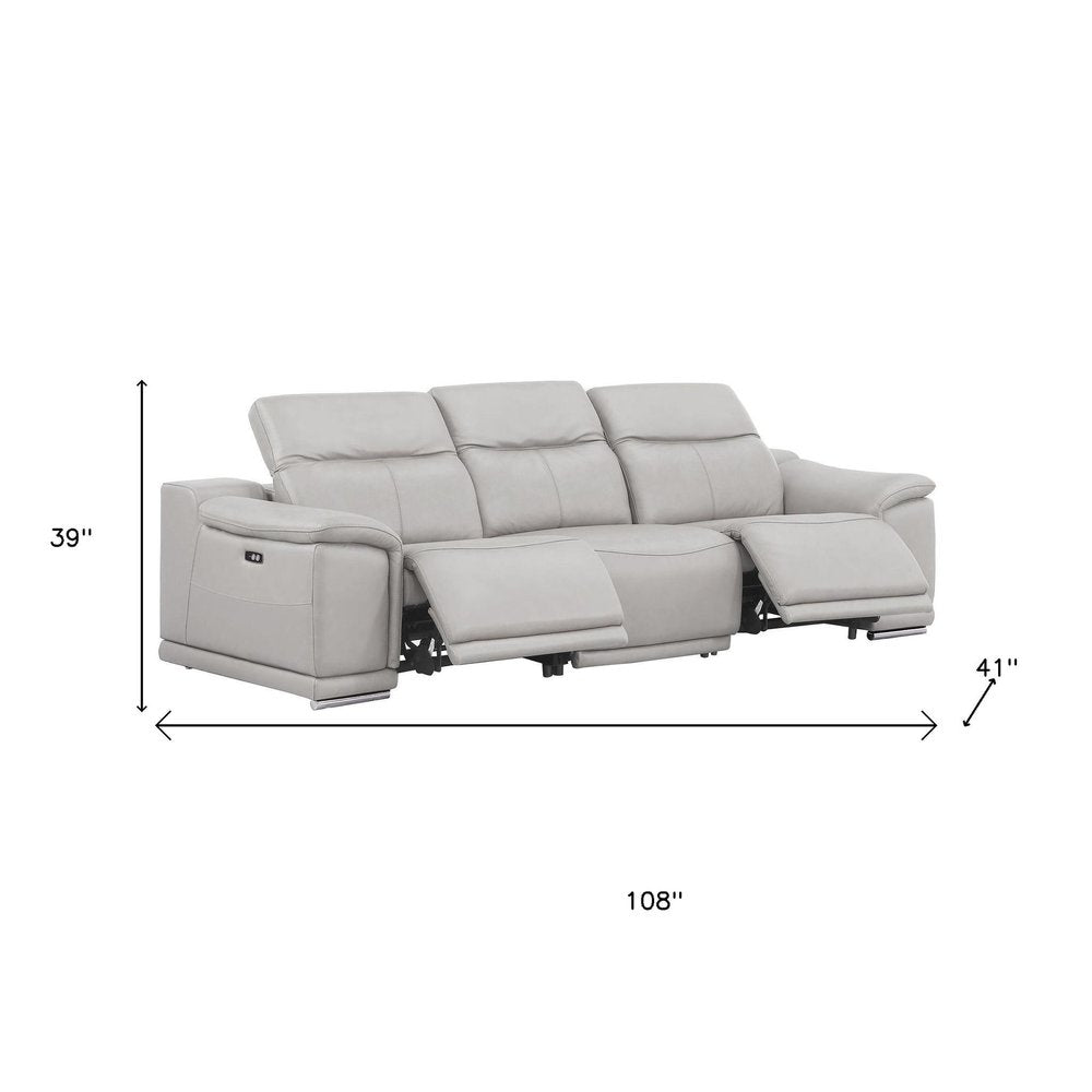 Two Piece Ash Gray Genuine Leather Four Person Seating Set — view 7