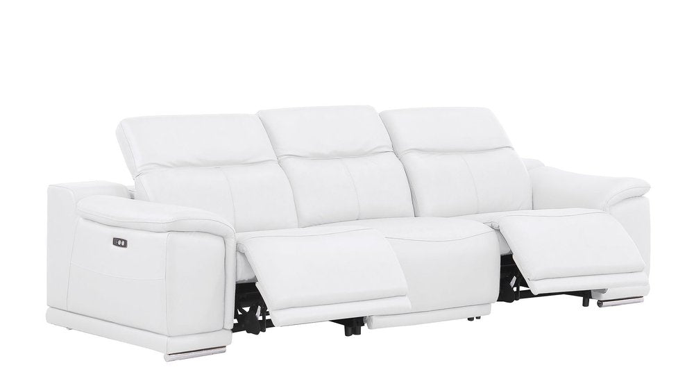 Two Piece White Genuine Leather Four Person Seating Set — view 1