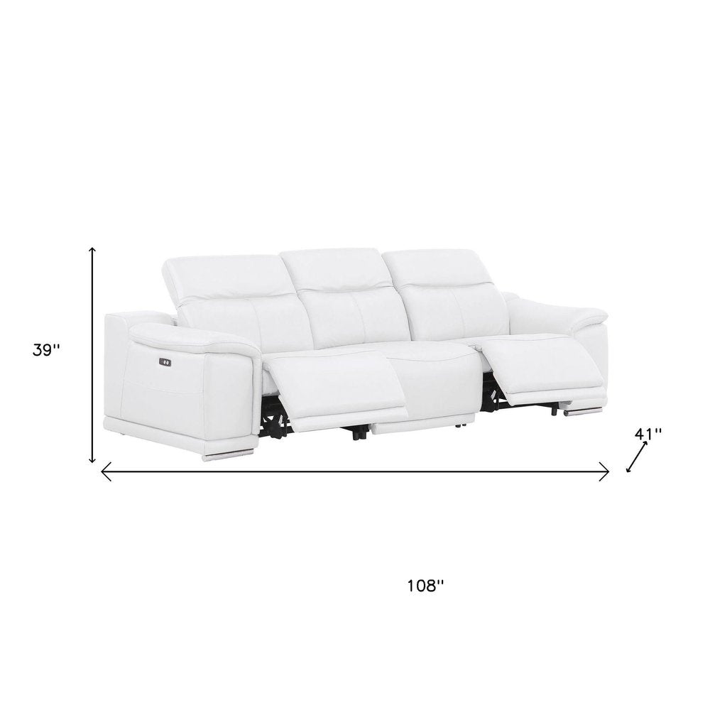 Two Piece White Genuine Leather Four Person Seating Set — view 5