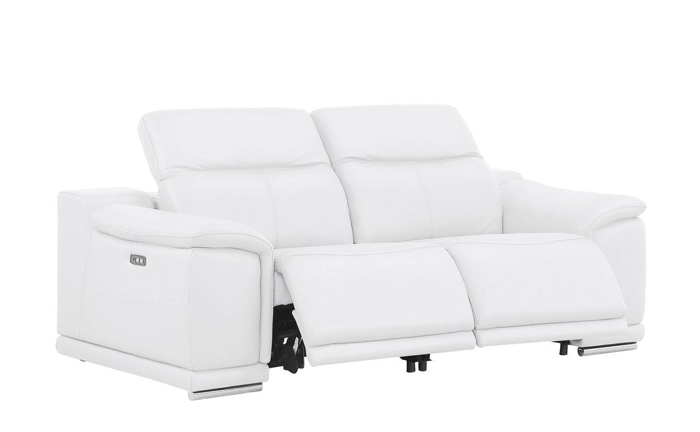 Three Piece White Genuine Leather Five Person Seating Set — view 2