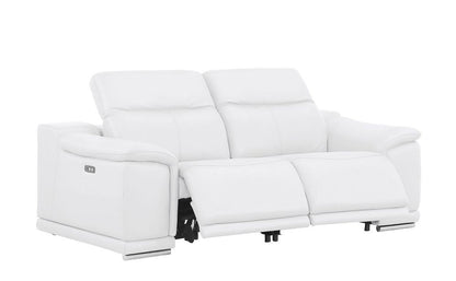 Three Piece White Genuine Leather Five Person Seating Set