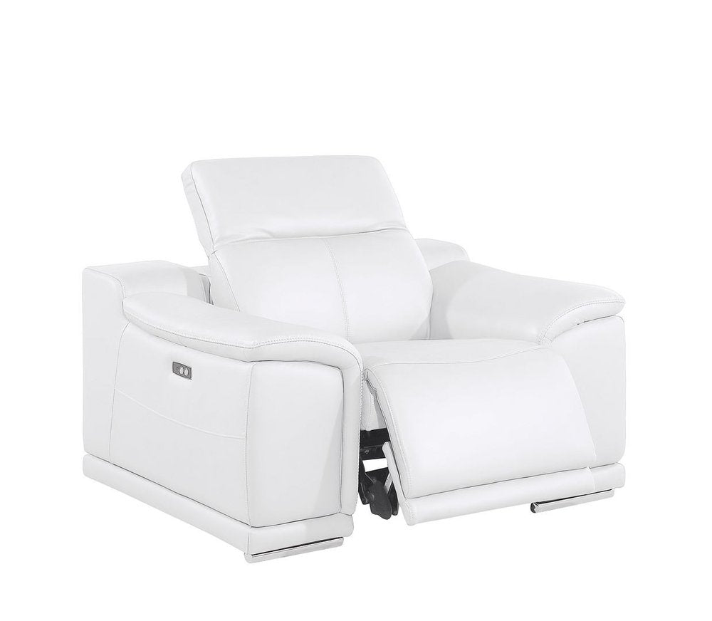Three Piece White Genuine Leather Five Person Seating Set — view 3
