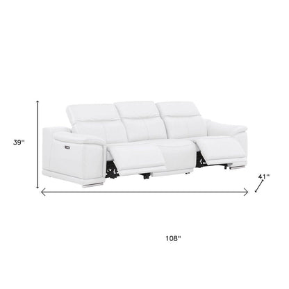 Three Piece White Genuine Leather Five Person Seating Set