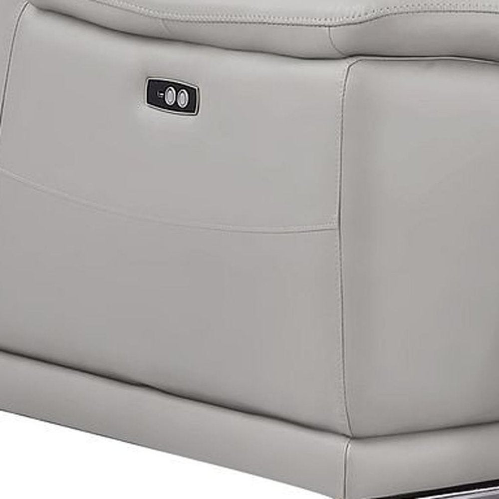Two Piece Ash Gray Genuine Leather Five Person Seating Set — view 8