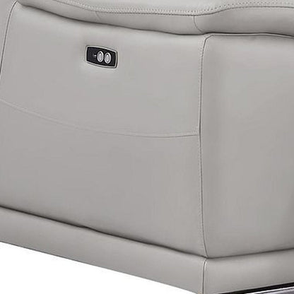 Two Piece Ash Gray Genuine Leather Five Person Seating Set