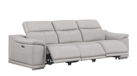 Two Piece Ash Gray Genuine Leather Five Person Seating Set
